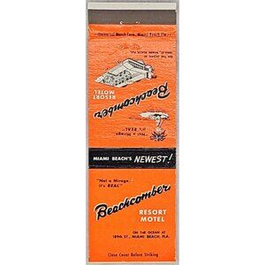 Front Strike Matchbook Cover Beachcomber Resort Motel Miami Beach FL Florida
